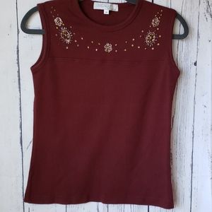 Vintage Maroon beaded top S